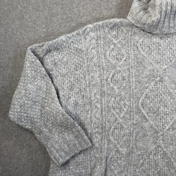 Aerie Women's Small Gray Cable Knit Turtleneck Sweater Oversized Pullover Wool - Image 3