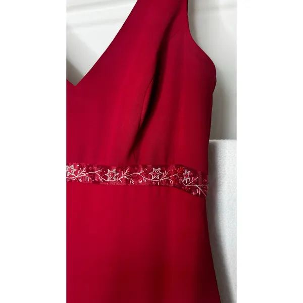 1990s Y2K Michaelangelo Red Beaded Chiffon Evening Gown size 8 - Image 13