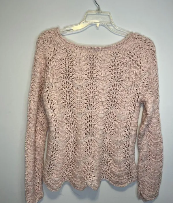 American Eagle NWT Blush Open Knit Crochet Wool Blend Sweater - Image 8