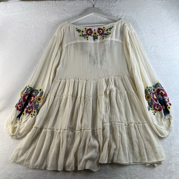 Free People XS Spell on You Dress Floral Embroidered Oversized Boho‎ Festival - Image 13
