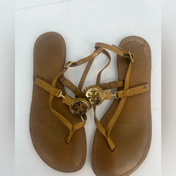 RARE Tory Burch Ali Anteka Tan Leather Sandals - Image 7