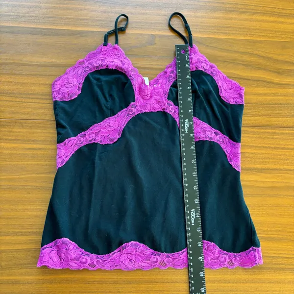 Vintage 90s Mary Green Lace Cami Large Tank Top Y2K Fairy Glam Whimsigoth Pink - Image 10