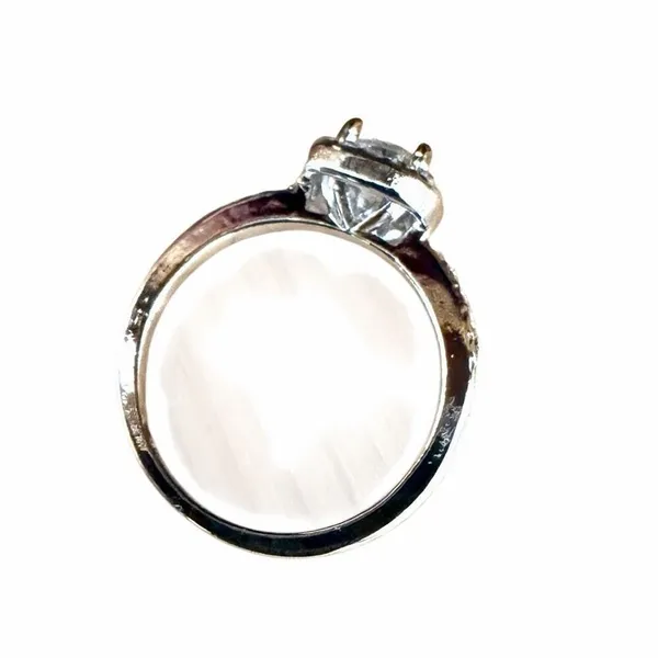 Silver Tone Halo CZ Engagement Style Ring Silver - Image 8