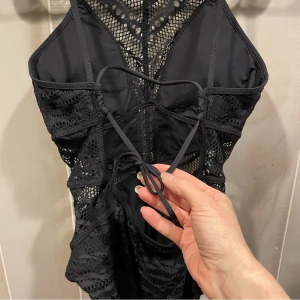 Sexy black lace overlay Becca tie back fairy whimsigoth swim suit beach pool - Image 8