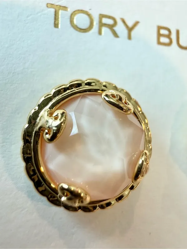 Tory Burch | Gold Plated Rose Quartz Stud Earrings - Image 2