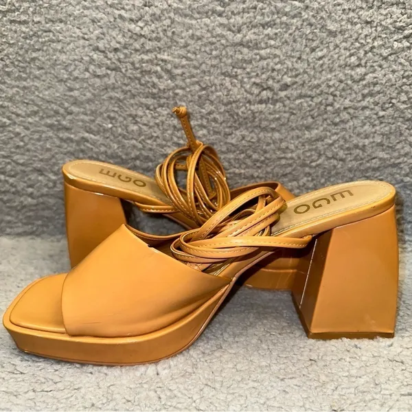 Ego Women's Shoes Beige Size 9 Faux Leather Dreamer Block Heel Ankle Tie Sandals - Image 15