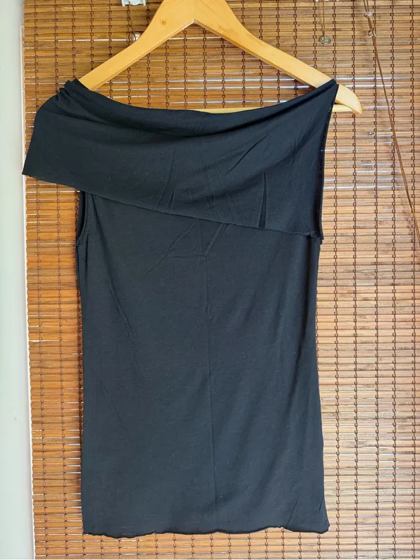 Vintage Hard Tail Forever Black One Shoulder Draped Top Size Small Y2K - Image 2