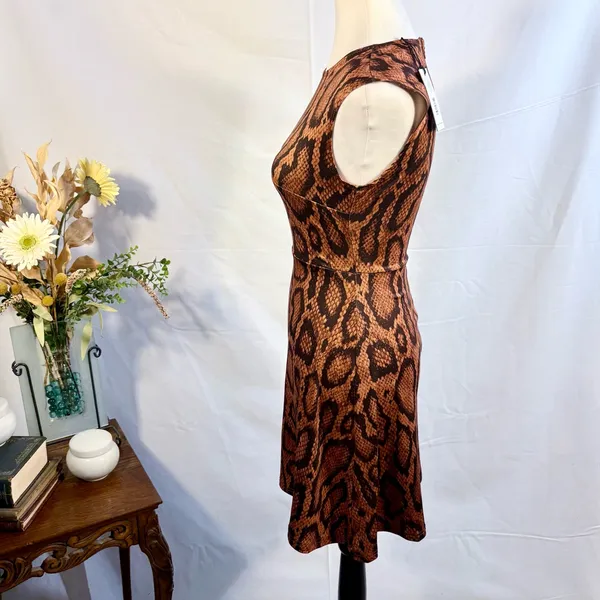 NWT WeWoreWhat Snake Print Fit & Flare Dress Brown Black Sleeveless Mini ~XS💛 - Image 7