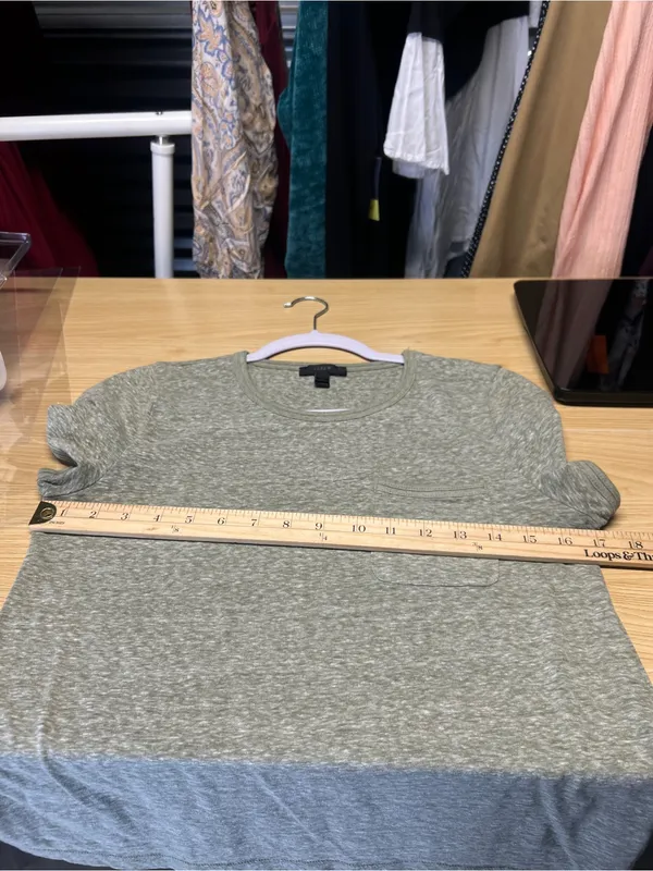 J.Crew Marled Pocket Tee Size M Green Cotton Blend‎ Casual Basic - Image 10