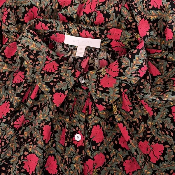 Anthropologie ERI + ALI Iona Floral Soft Swing Blouse Tiered Top Shirt Medium - Image 10