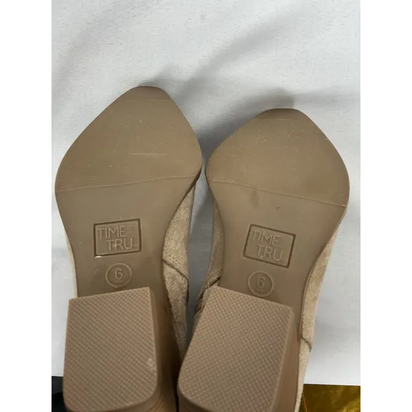 Womans NWT Time & Tru Embroidered Midcalf Cowgirl Boots 6 Beige Pointed Toe - Image 5