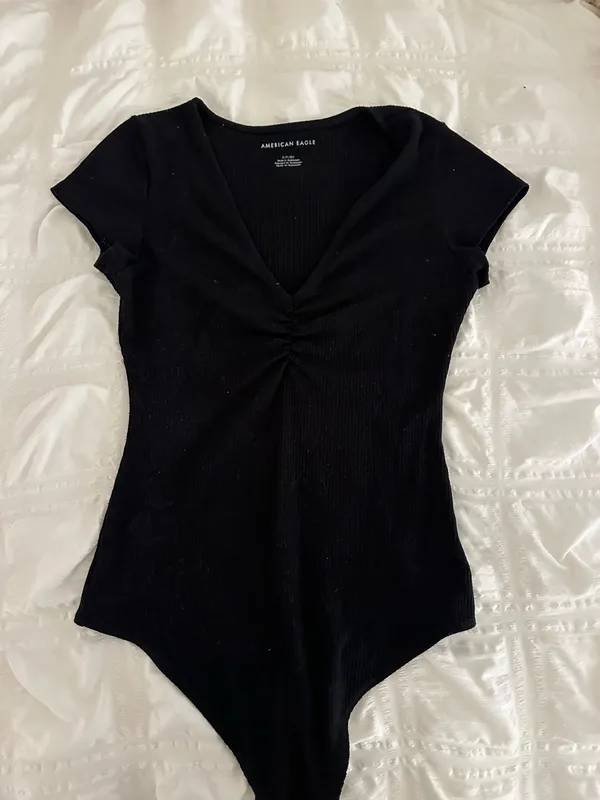 Black American Eagle Short Sleeve Bodysuit - Image 2