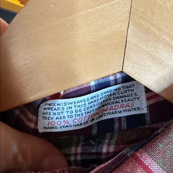 Vintage Lands’ End Madras Plaid Button Down Shirt Size 8 100% Cotton - Image 3