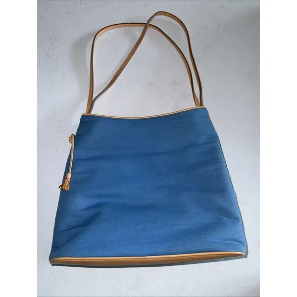 Ralph Lauren Shoulder bag Blue Fabric Tan‎ Leather Trims - Image 3