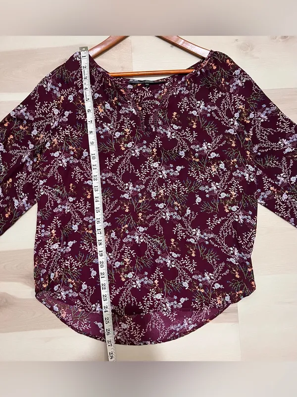 Fun2fun Women Medium Purple Floral 3/4 Sleeve Boho Indie Whimsigoth Cottage Top - Image 6