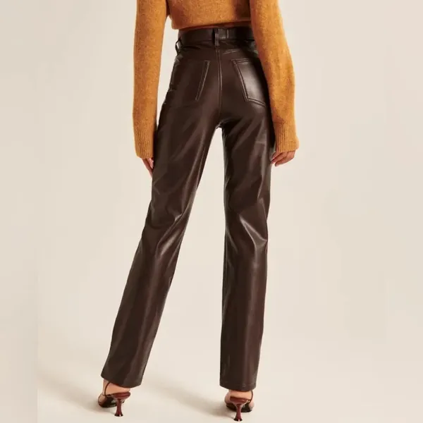 NEW Abercrombie & Fitch Vegan Leather 90s Straight Pant - Image 4