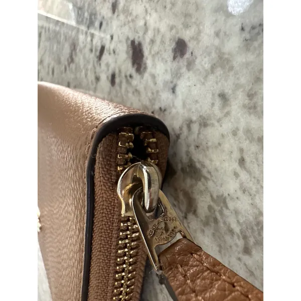 Coach Tan Leather Zip Around Continental Wallet - Image 14