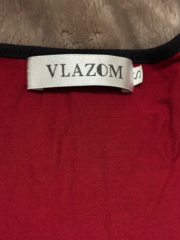 Vlazom Pajama Set Women’s Size S Burgundy/Red Racerback Tank Black Trim - Image 6