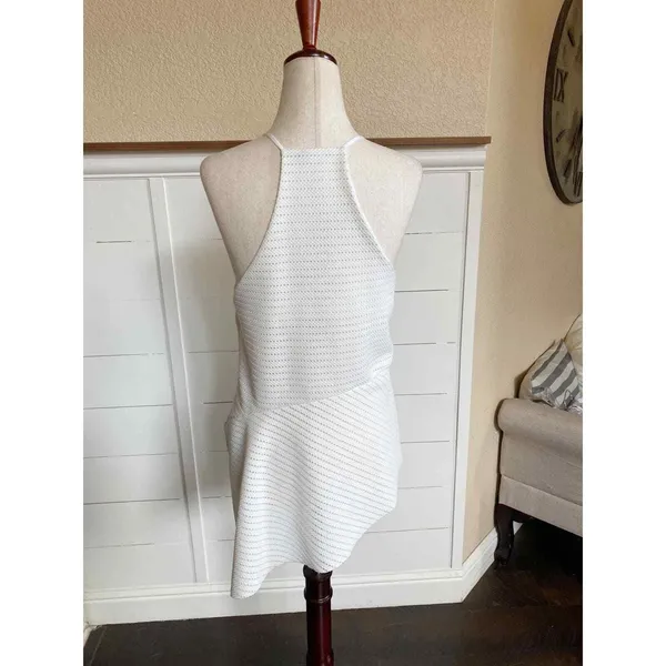 Zara White Textured Halter Peplum Top Asymmetrical Hem‎ Medium - Image 10