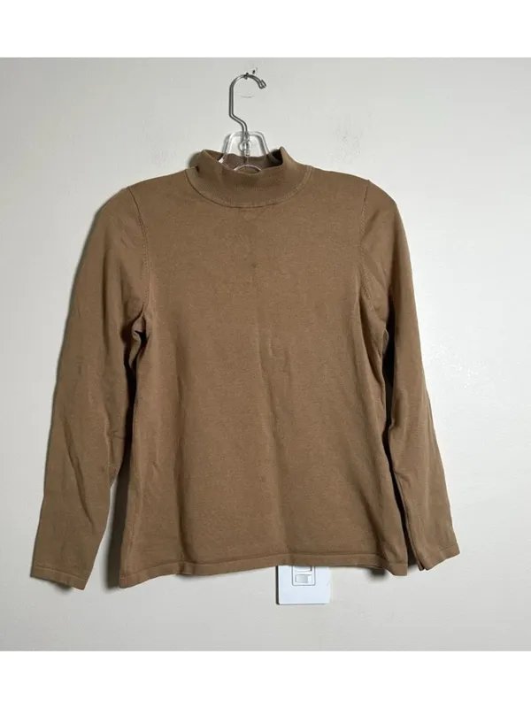 Pendleton Silk Blend Camel Mock Neck Sweater Sz S Lightweight Knit Pullover READ - Image 2