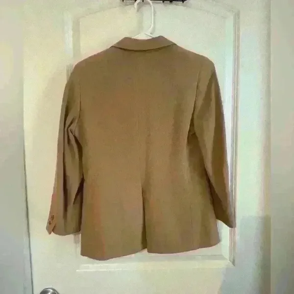VTG Saint Laurie 2 Button Tan Wool Blazer - Image 3