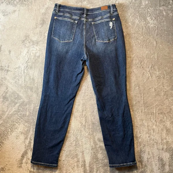 Judy Blue High Waisted Boyfriend Fit Distressed Denim Blue Jeans Women's‎ - Image 3