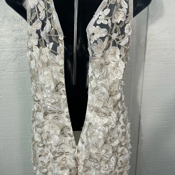 Adrienna Papell Off White Lace Overlay Sleeveless Dress Size 4 NWOT - Image 10