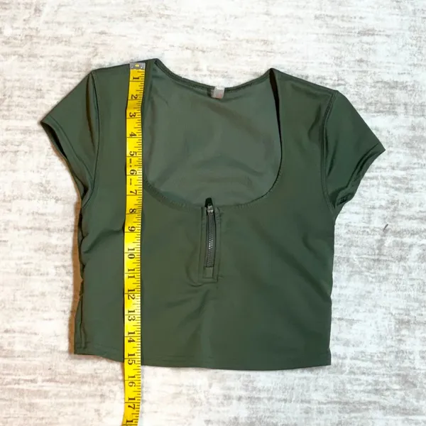 Free People Movement Womens Small Green Nylon Athletic Crop Top Workout Lined - Image 3