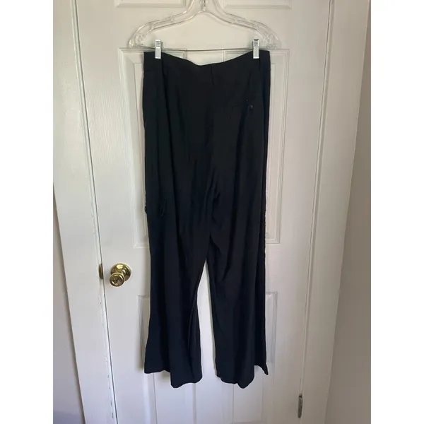 Madewell Pleated Wide Leg Pants Womens 6 Navy blue Linen Blend Artsy Boho - Image 4