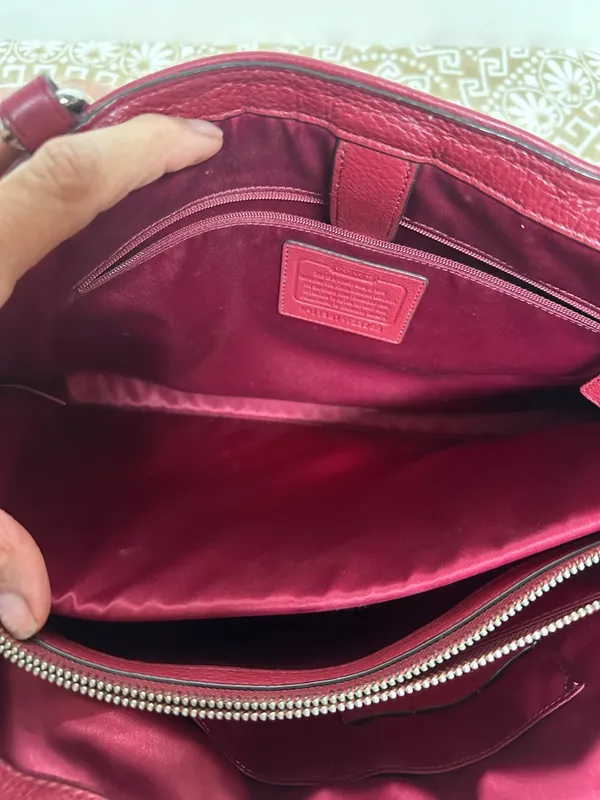 Coach Park Large Carryall F23268 in Red Pebbled Leather - Image 12