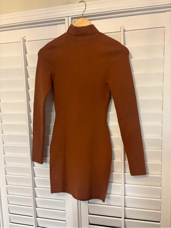Forever 21 Brown/orange Sweater Turtle Neck dress Size medium - Image 2