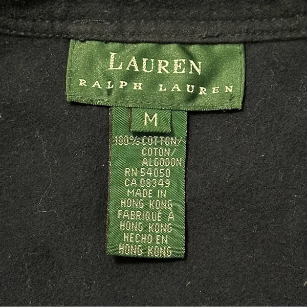 Lauren Ralph Lauren Women’s Size M Navy Blue Flannel Cotton Full Zip Jacket - Image 6