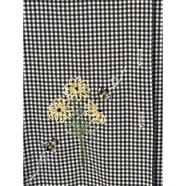 Vintage Alfred Dunner Gingham Embroidered Floral Bee Jacket Size 18 - Image 10