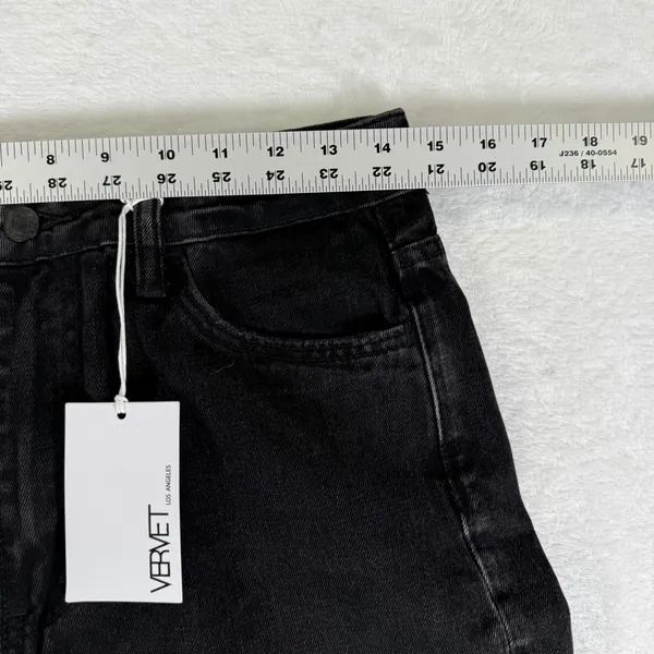Vervet Olivia Wide Leg Jeans Washed Black High Rise Distressed Raw Hem Size 25 - Image 2