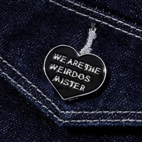 NWT Black Enamel Heart Shaped Lapel Pin Brooch WE ARE THE WEIRDOS, MISTER 🖤🖤🖤 - Image 2
