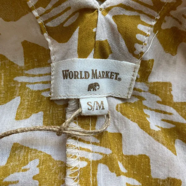 World Market Cotton Boho Beachy Relaxed Sharkbite Hem Midi Dress S/M Yellow - Image 9
