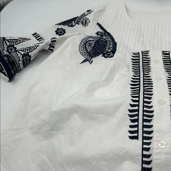 Embroidered White and Black Mini Dress - Image 8