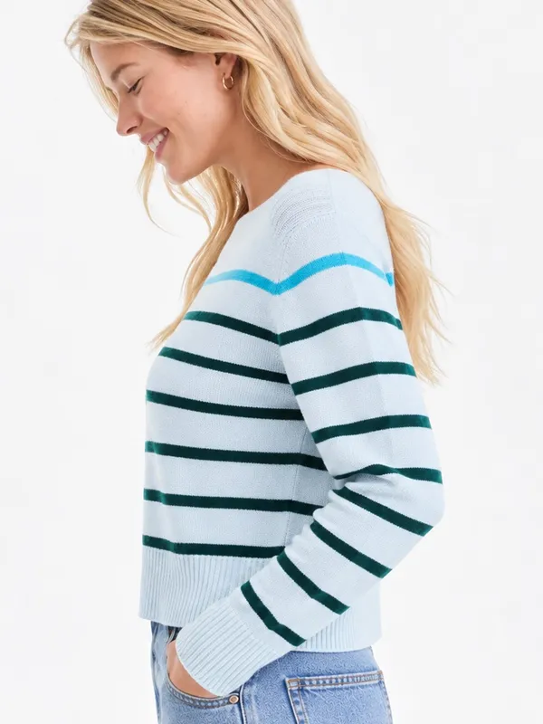 Charter Club 100% Cashmere Pop Stripe Boat-Neck Sweater Size Large - Image 2