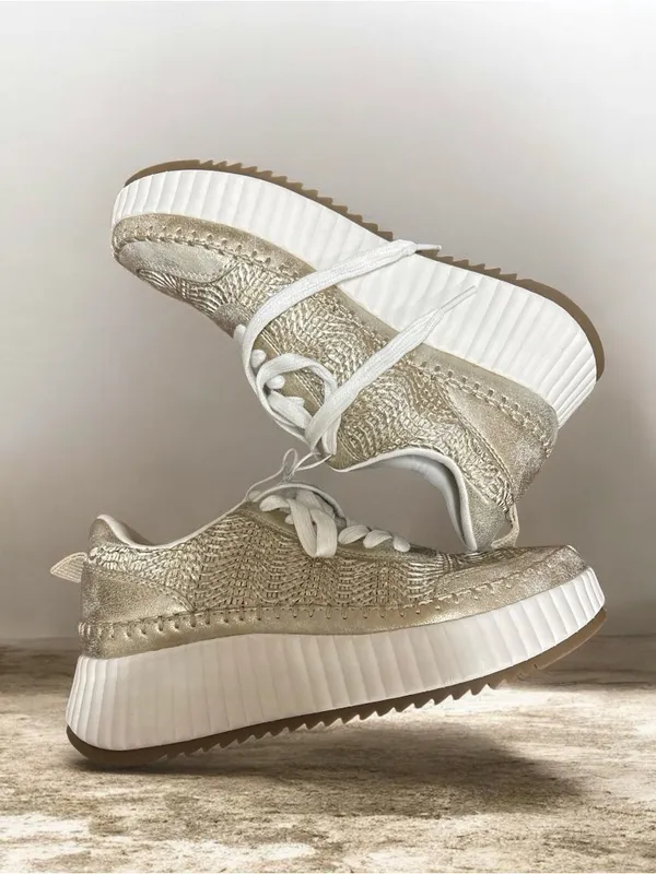 Target Metallic Beige Woven Women's Sneakers - Image 2