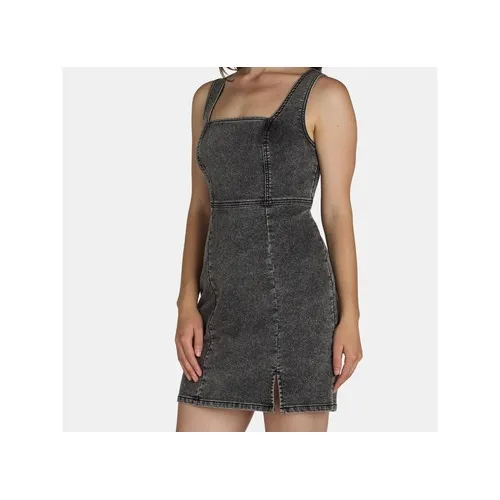 No Boundaries Womens Denim Dress Size M (8-10) Grey Wash Square Neck Pinafore - Image 3
