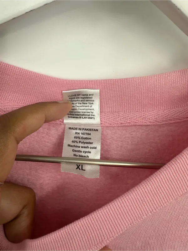 American Vintage Vintage Y2K I Love New York Pink Sweatshirt Size XL Streetwear Baggy - Image 6