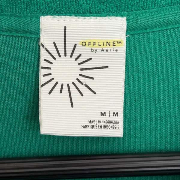 OFFLINE by Aerie Womens Green Terry Cloth Quarter Zip Pullover Sweatshirt Medium - Image 5
