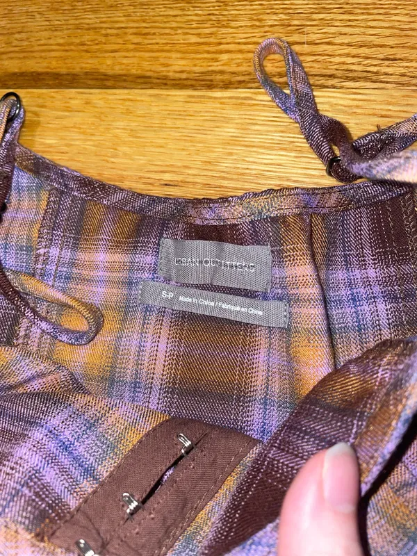 Urban Outfitters brown and purple plaid mini dress - Image 2