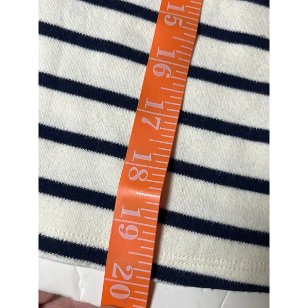 Nautical Stripe Cap Sleeve Top Cotton Blend Blue White Marled Essentials‎ L - Image 8