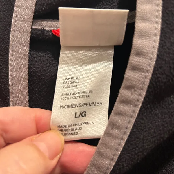 VTG The North Face Womens Fleece Hoodie Pullover Black L‎ Kangaroo Pocket Gorp - Image 7