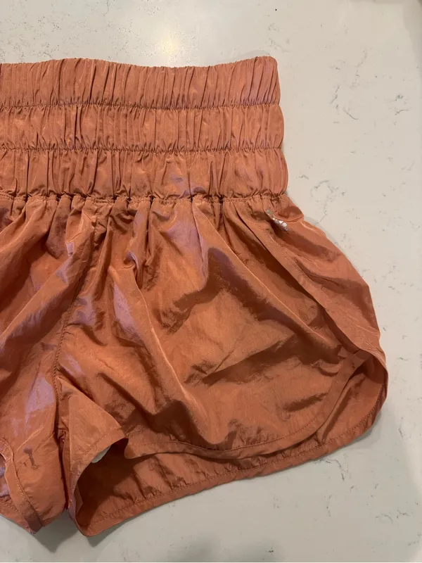 Free People Movement Hot Shot Shorts Burnt Orange Shimmer Athletic Lounge Size S - Image 4