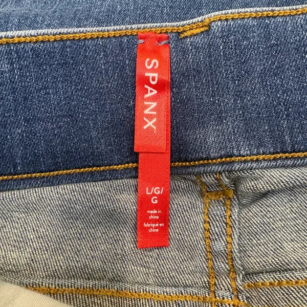 Spanx‎ Straight Leg Jeans Vintage Indigo Blue Pull On Denim Casual 20356R Large - Image 5