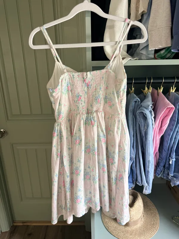 Altar’d State Pink Floral Tie-Front Dress - Image 4