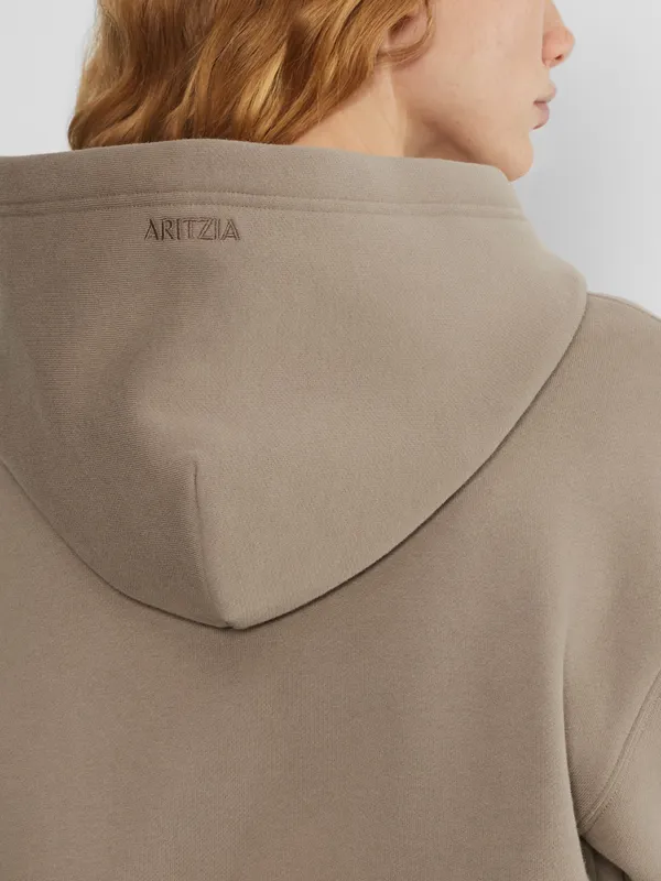 Aritzia Sweatfleece Perfect Fit Hoodie tan loungewear activewear gym training S - Image 2