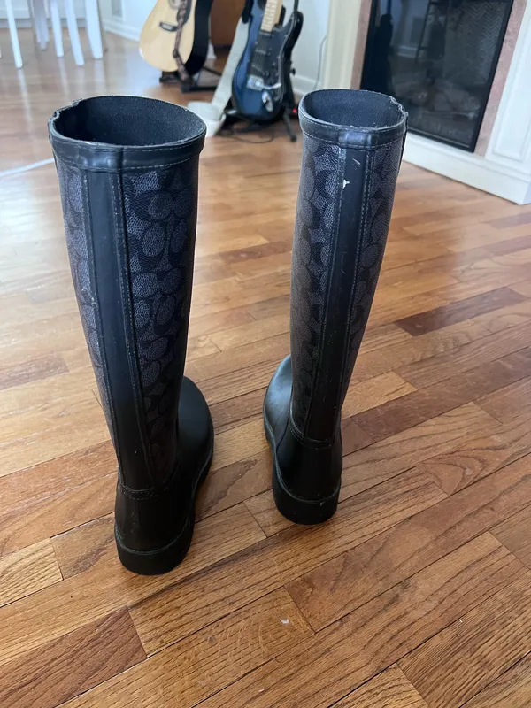 Coach Tall Rain Boots Black Size 9 - Image 6